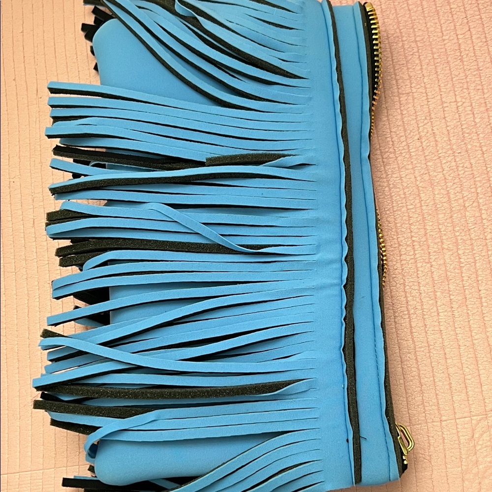 Blue Fringe Women's Clutch Bag